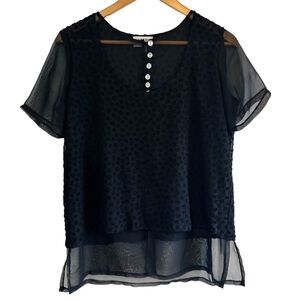 Sandro vintage sheer dotted short sleeve flowy blouse excellent condition
